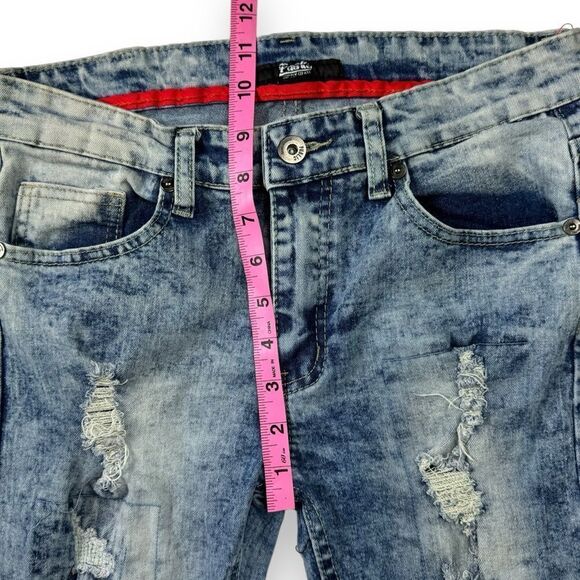 Public Supply Co. NYC Distressed Slim Straight Jeans 16 Big Boy Blue Acid Wash - Picture 6 of 12